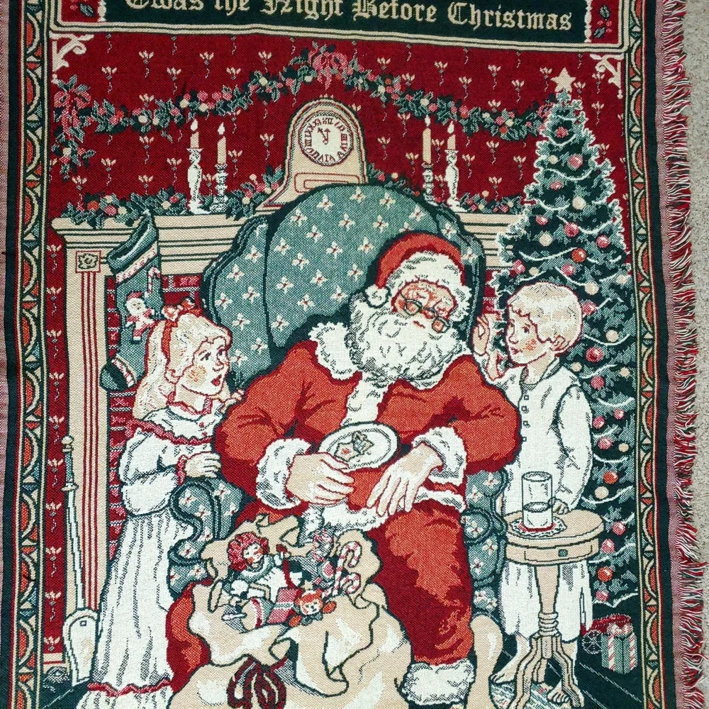Holiday Tapestry Throw Blanket-Wall‎ Hanging-Night Before Christmas-Whiteaker